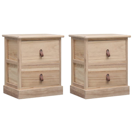 Nightstand White And Natural 38X28X45 Cm Paulownia Wood