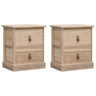 Nightstand White And Natural 38X28X45 Cm Paulownia Wood