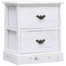 Nightstand White And Natural 38X28X45 Cm Paulownia Wood