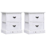 Nightstand White And Natural 38X28X45 Cm Paulownia Wood