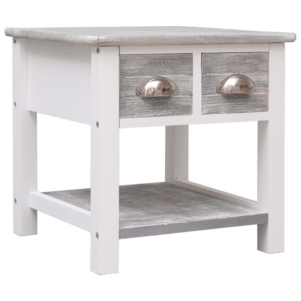 Side Table Grey 40x40x40 cm Paulownia Wood