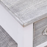 Side Table Grey 40x40x40 cm Paulownia Wood