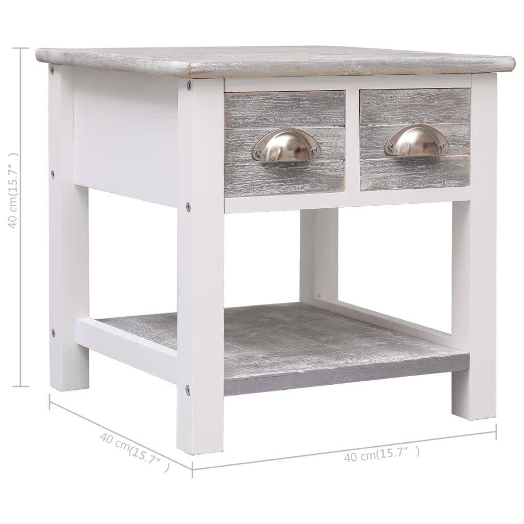 Side Table Grey 40x40x40 cm Paulownia Wood