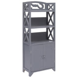 Bathroom Cabinet 46X24X116 Cm Paulownia Wood