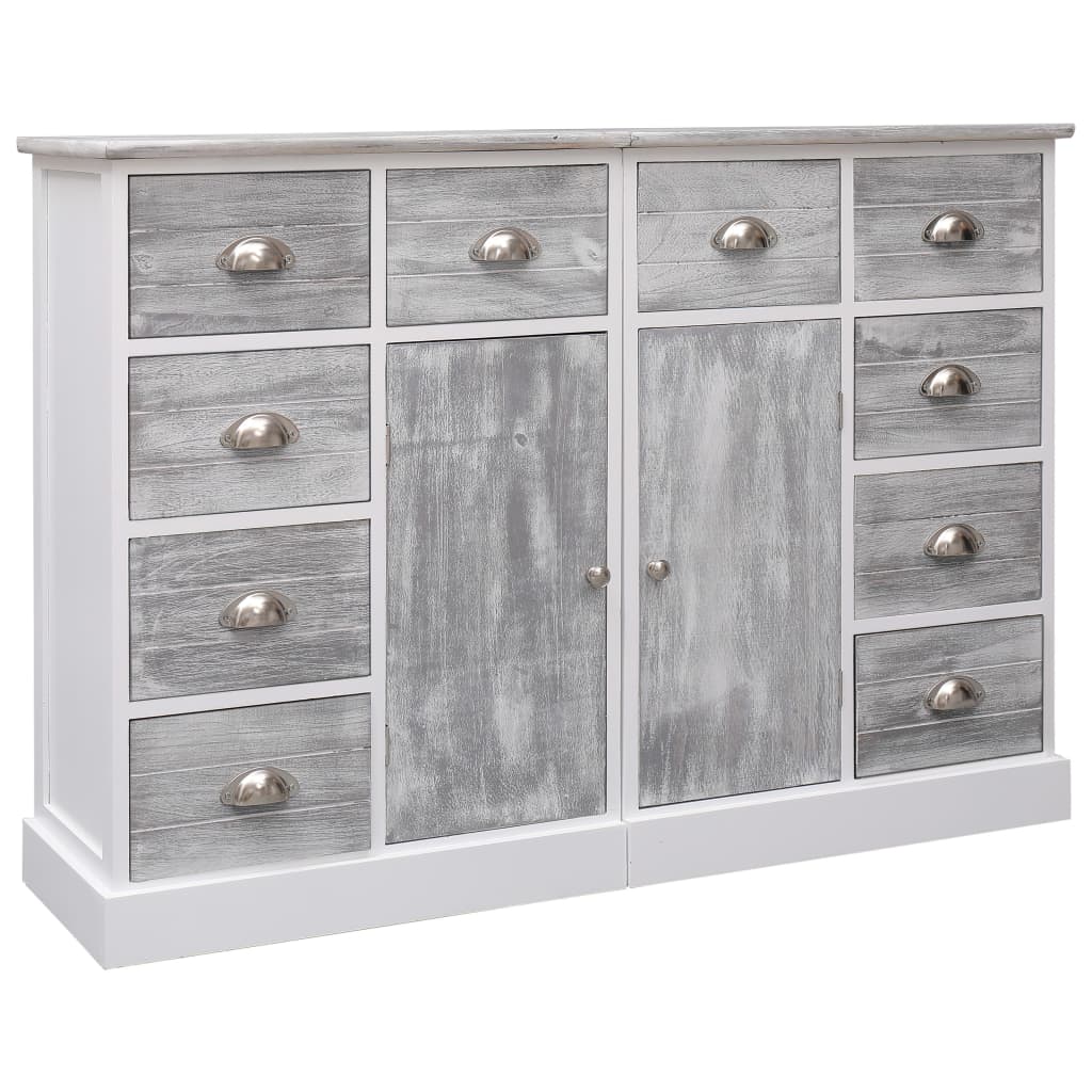 Sideboard With 10 Drawers Grey 113X30X79 Cm Wood