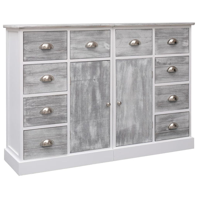 Sideboard With 10 Drawers Grey 113X30X79 Cm Wood