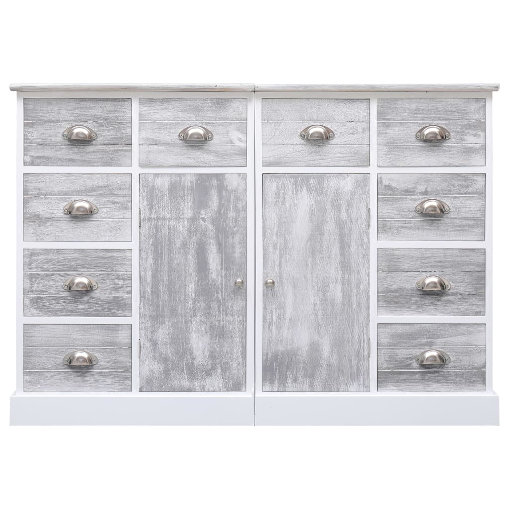 Sideboard With 10 Drawers Grey 113X30X79 Cm Wood