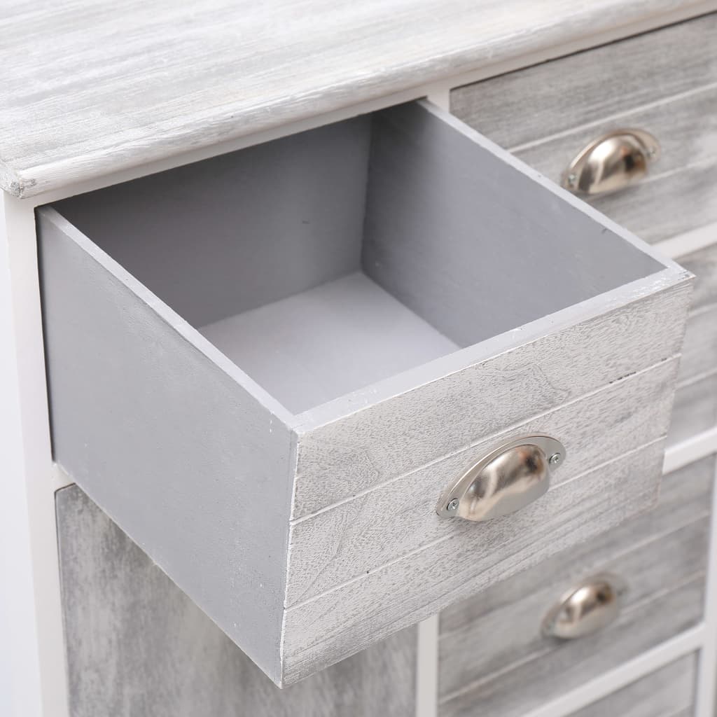 Sideboard With 10 Drawers Grey 113X30X79 Cm Wood