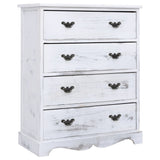 Drawer Cabinet White 60X30X75 Cm Wood