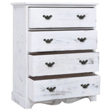 Drawer Cabinet White 60X30X75 Cm Wood