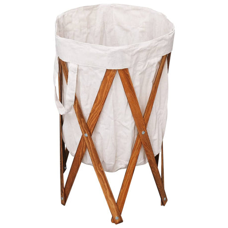 Folding Laundry Basket Wood And Fabric