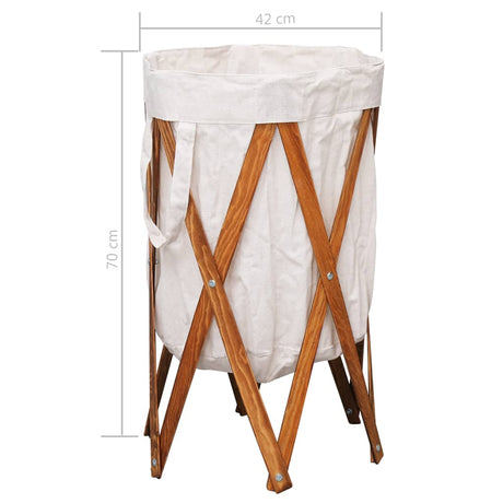 Folding Laundry Basket Wood And Fabric