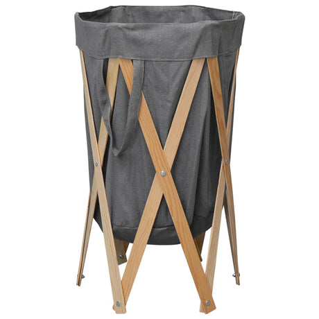 Folding Laundry Basket Wood And Fabric