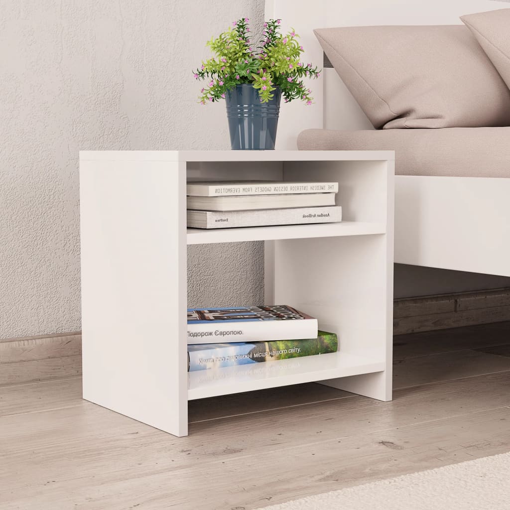 Bedside Cabinet White And Sonoma Oak 40X30X40 Cm Engineered Wood