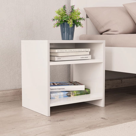 Bedside Cabinet White And Sonoma Oak 40X30X40 Cm Engineered Wood