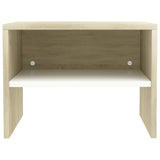 Bedside Cabinet White And Sonoma Oak 40X30X30 Cm Engineered Wood