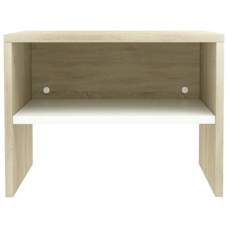 Bedside Cabinet White And Sonoma Oak 40X30X30 Cm Engineered Wood