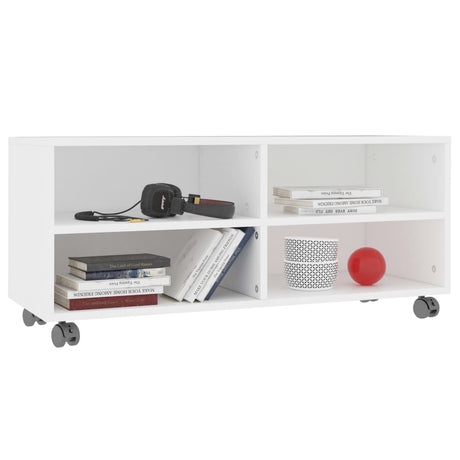Tv Cabinet With Castors 90X35X35 Cm Engineered Wood