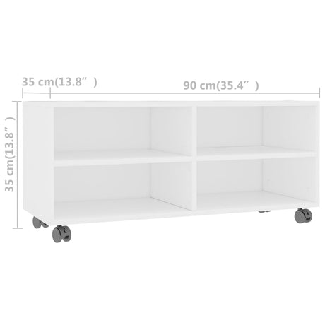 Tv Cabinet With Castors 90X35X35 Cm Engineered Wood