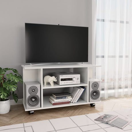 Tv Cabinet With Castors 80X40X45 Cm Engineered Wood
