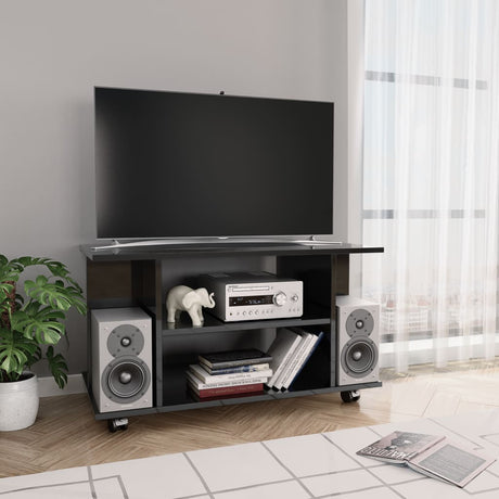 Tv Cabinet With Castors 80X40X45 Cm Engineered Wood