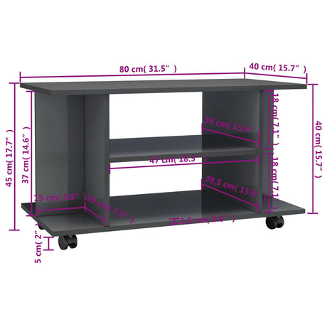 Tv Cabinet With Castors 80X40X45 Cm Engineered Wood