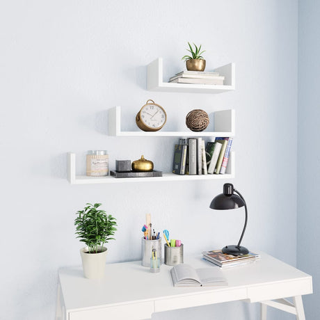 Wall Display Shelves 3 Pcs Engineered Wood