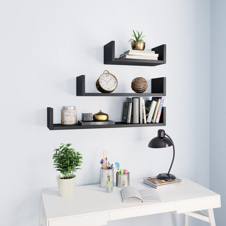 Wall Display Shelves 3 Pcs Engineered Wood