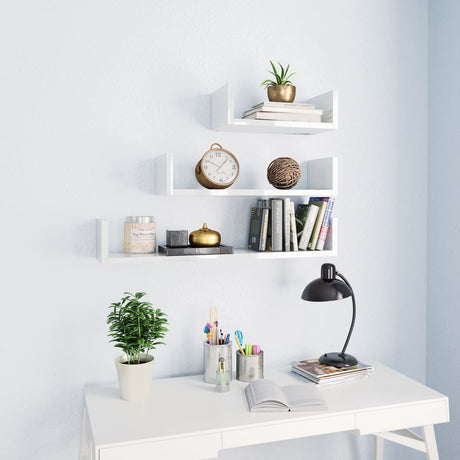 Wall Display Shelves 3 Pcs Engineered Wood