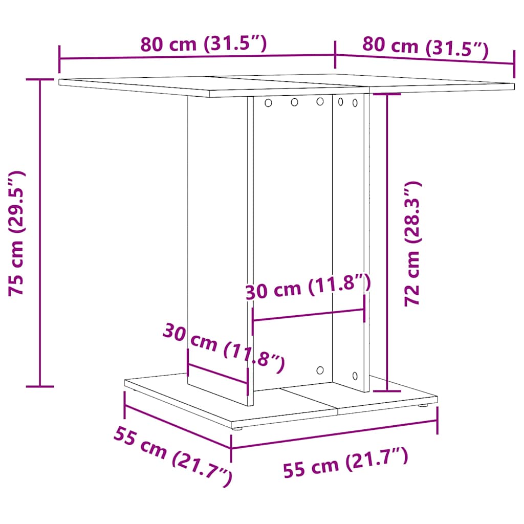 Dining Table 80X80X75 Cm Engineered Wood