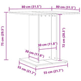 Dining Table 80X80X75 Cm Engineered Wood