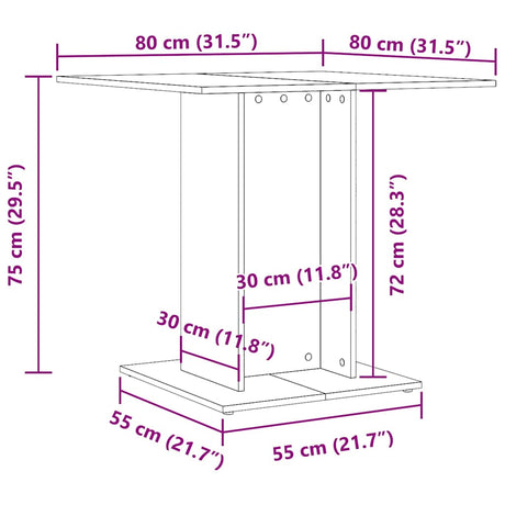 Dining Table 80X80X75 Cm Engineered Wood