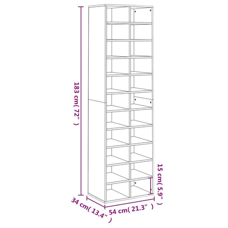 Shoe Cabinet 54X34X183 Cm Engineered Wood