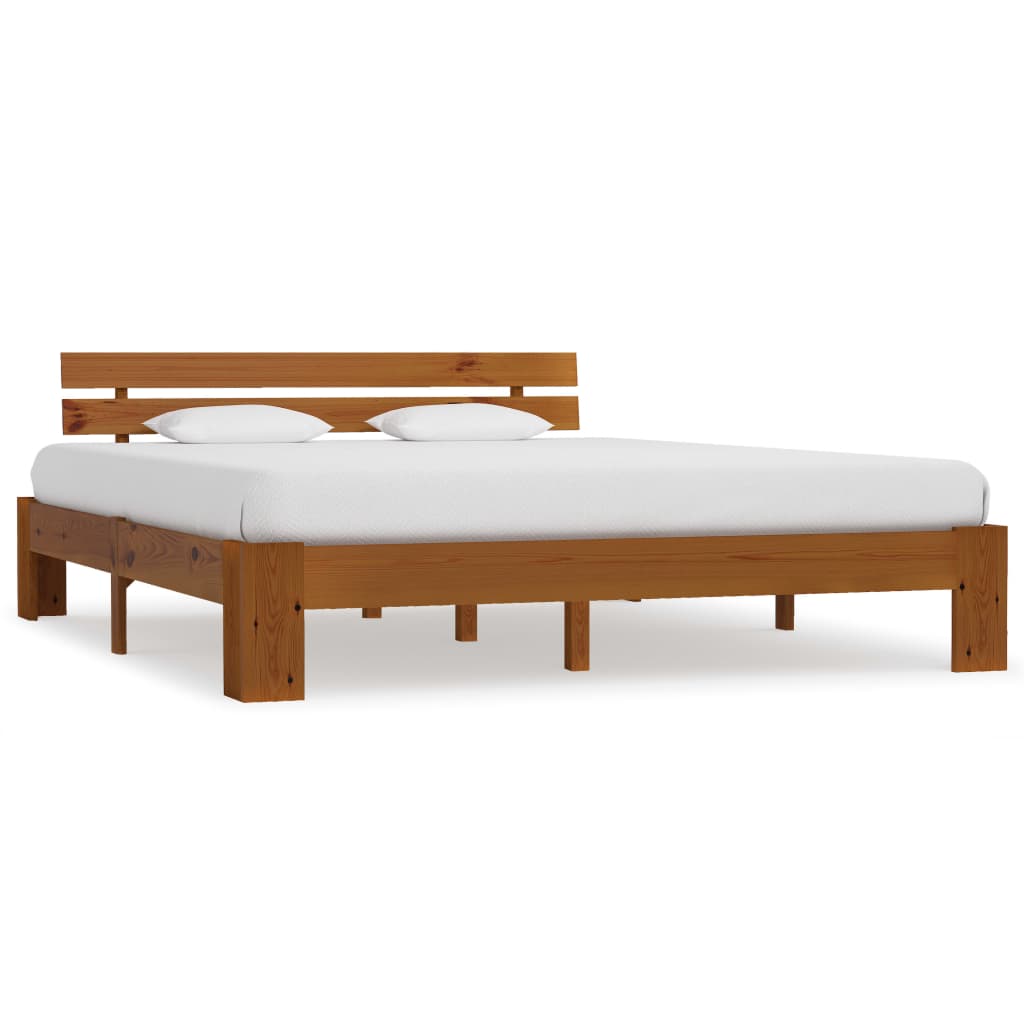 Bed Frame without Mattress Honey Brown 180x200cm Solid Wood Pine