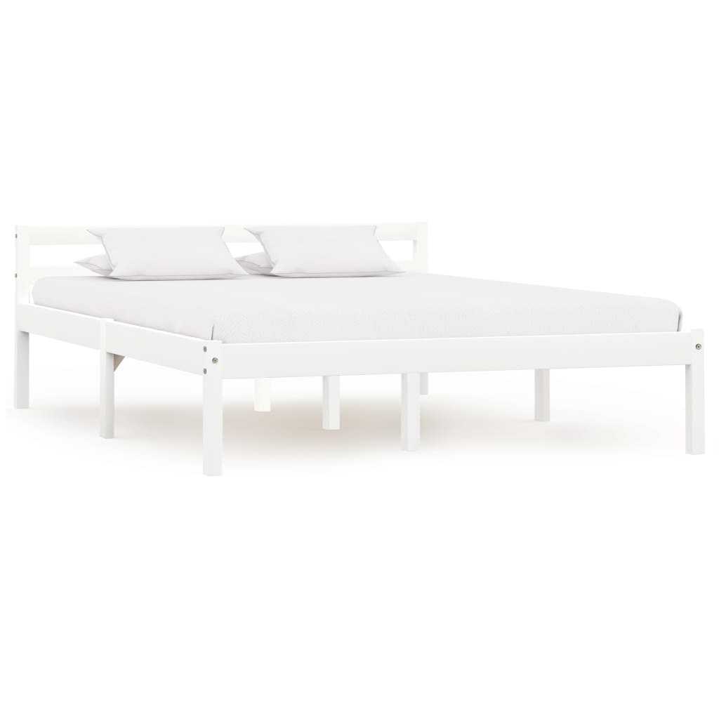 Bed Frame without Mattress White Solid Pine Wood 120x200 cm