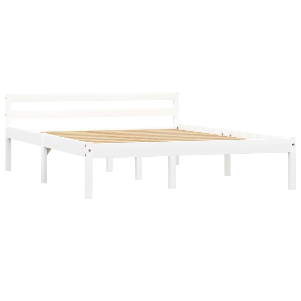 Bed Frame without Mattress White Solid Pine Wood 120x200 cm