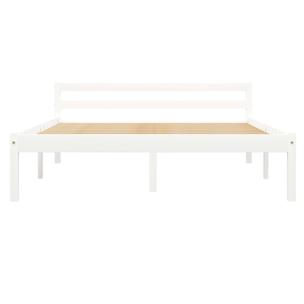 Bed Frame without Mattress White Solid Pine Wood 120x200 cm