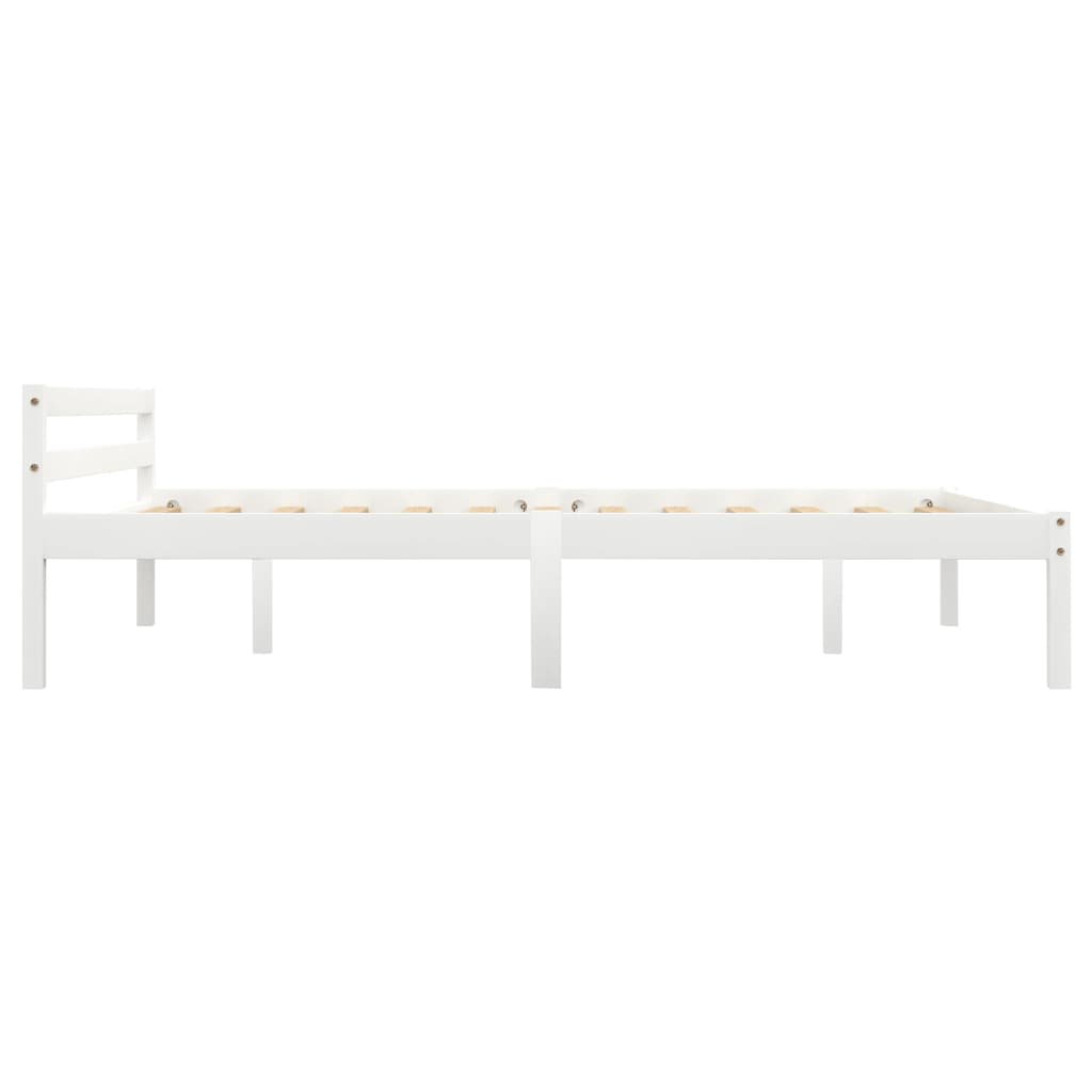 Bed Frame without Mattress White Solid Pine Wood 120x200 cm