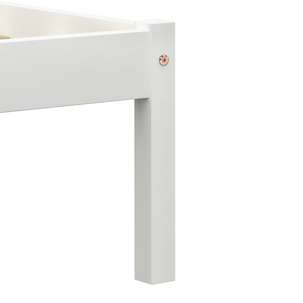Bed Frame without Mattress White Solid Pine Wood 120x200 cm