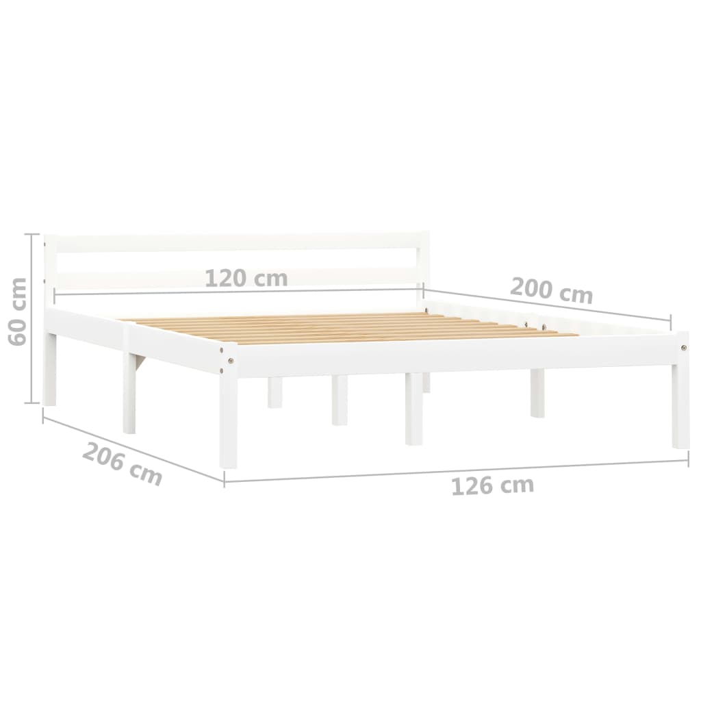 Bed Frame without Mattress White Solid Pine Wood 120x200 cm
