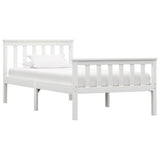 Bed Frame Without Mattress White Solid Pinewood