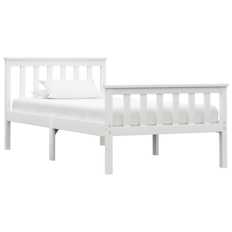 Bed Frame Without Mattress White Solid Pinewood