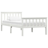 Bed Frame Without Mattress White Solid Pinewood