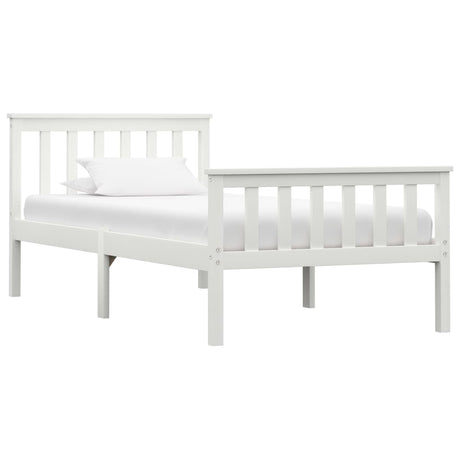 Bed Frame Without Mattress White Solid Pinewood