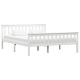 Bed Frame Without Mattress White Solid Pinewood