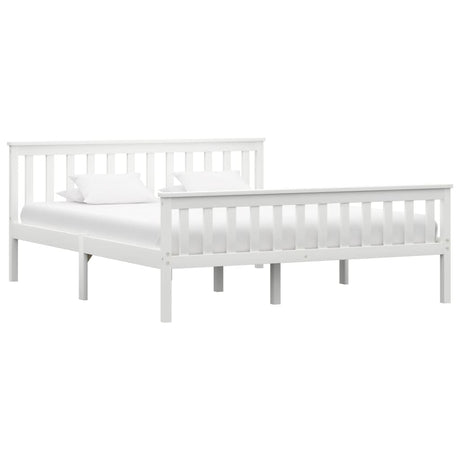Bed Frame Without Mattress White Solid Pinewood