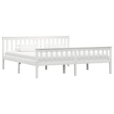 Bed Frame Without Mattress White Solid Pinewood