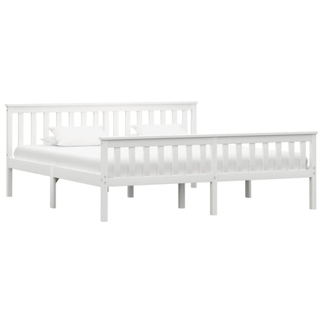 Bed Frame Without Mattress White Solid Pinewood