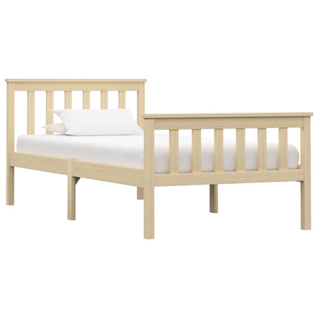 Bed Frame Without Mattress White Solid Pinewood