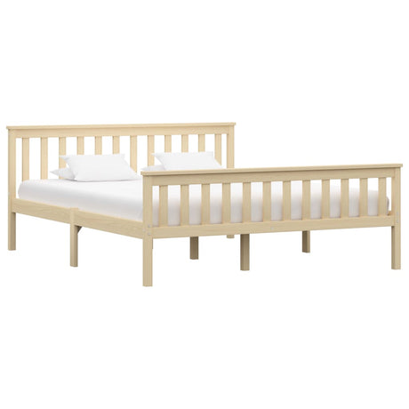 Bed Frame Without Mattress White Solid Pinewood